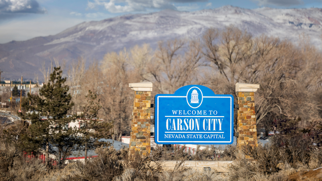 Sign welcoming you to Carson City, Nevada,