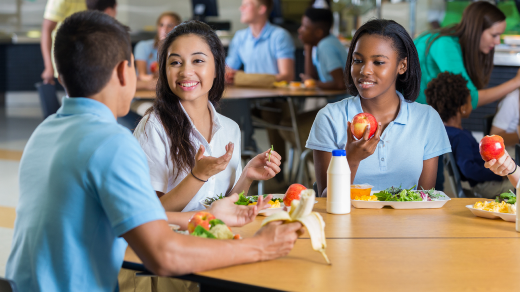 Students at lunch in school.