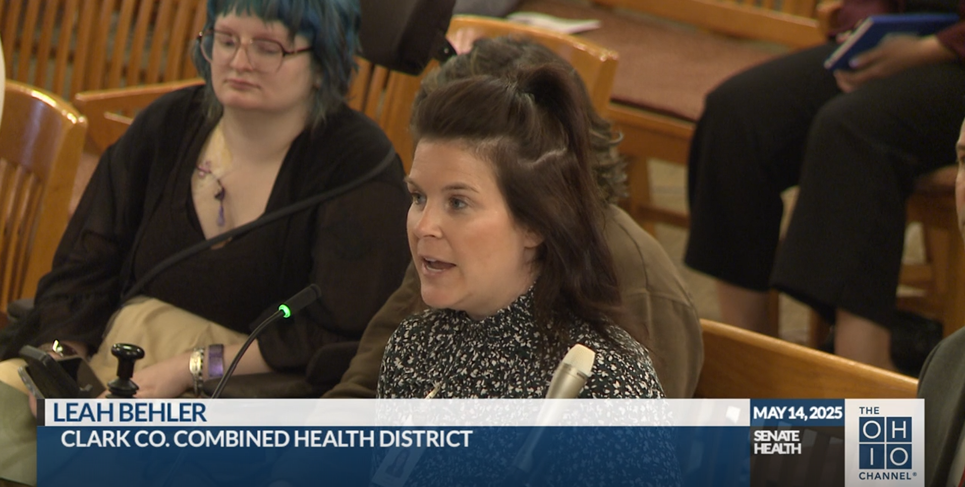 Leah Behler testifying in front of the Senate Health Committee.