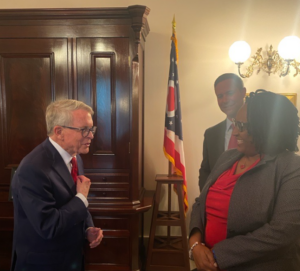 Stroke survivor and Heart Powered advocate, Dawn Turnage, with Ohio Governor Mike DeWine.