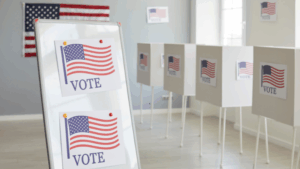 Voting booths on election day.