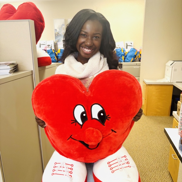Jessica and a plush heart