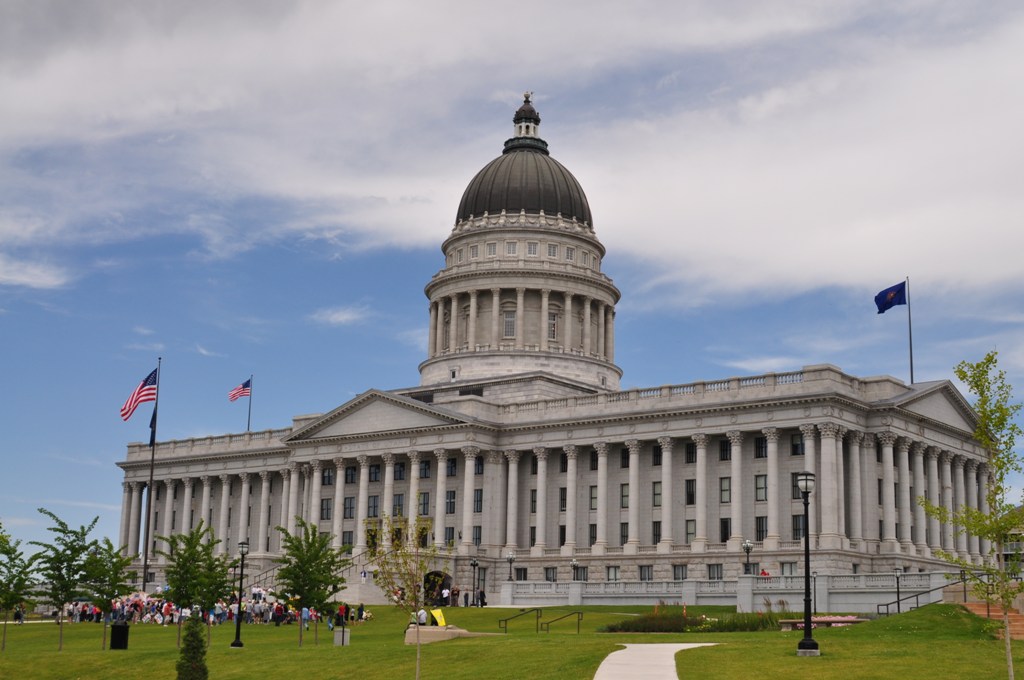 Photo of the outside of the Utah state Capitol building.