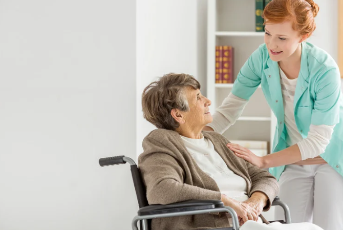 A family member providing caregiving for an older adult.