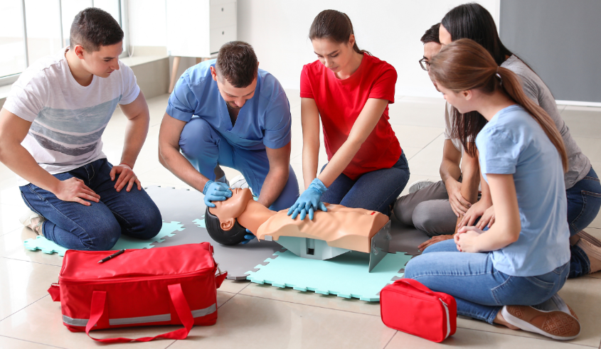 Students practicing CPR