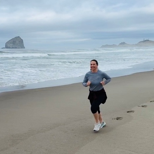 Woman running on the beach