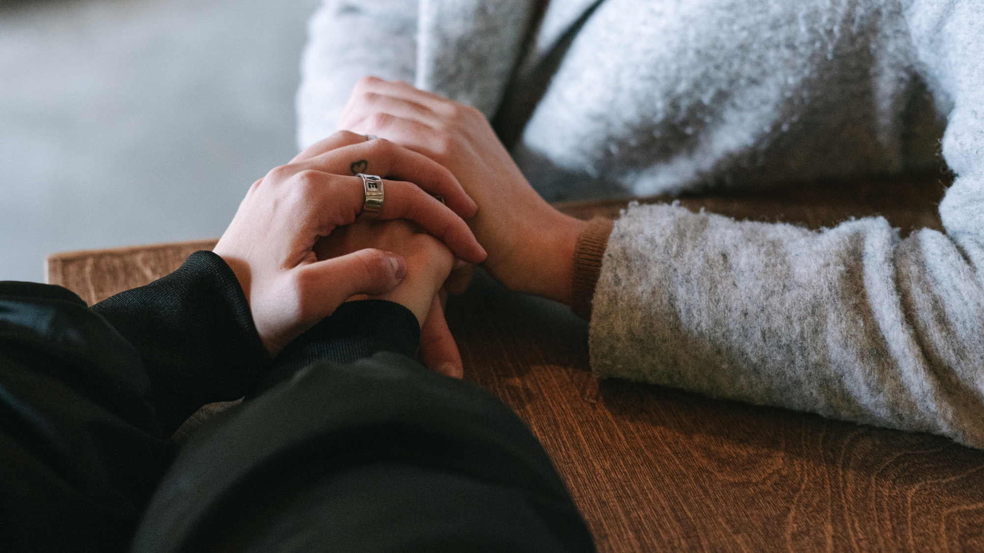 Holding hands.